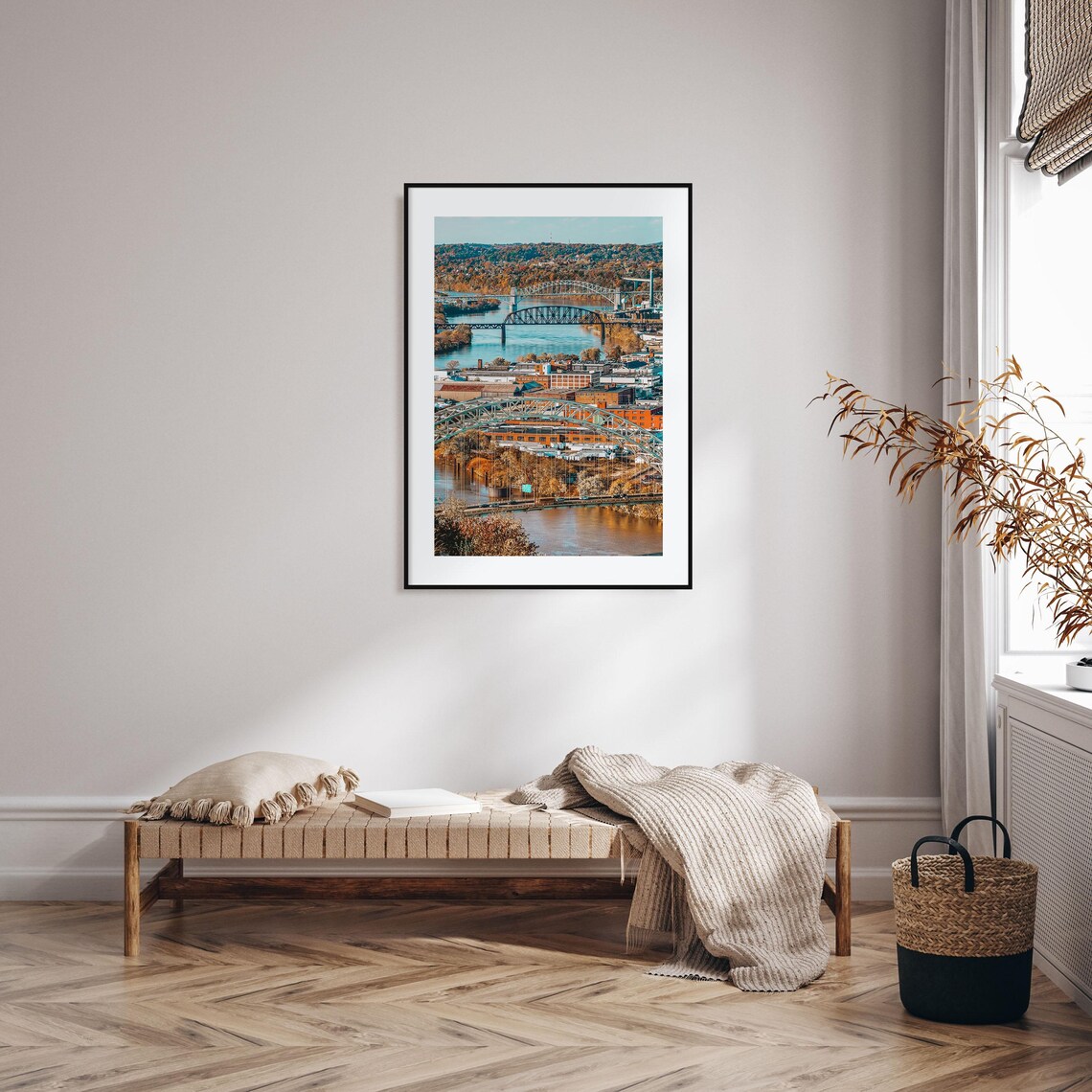Ohio River City Bridges Autumn Skyline Overlook Landscape Photo Poster - Image 2