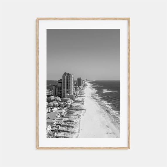 Orange Beach Travel Map Poster, Black and White Art