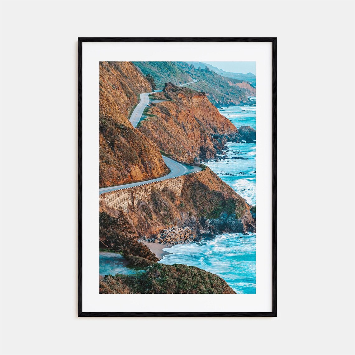 Pacific Coast Highway Colorful Travel Poster, Map Art