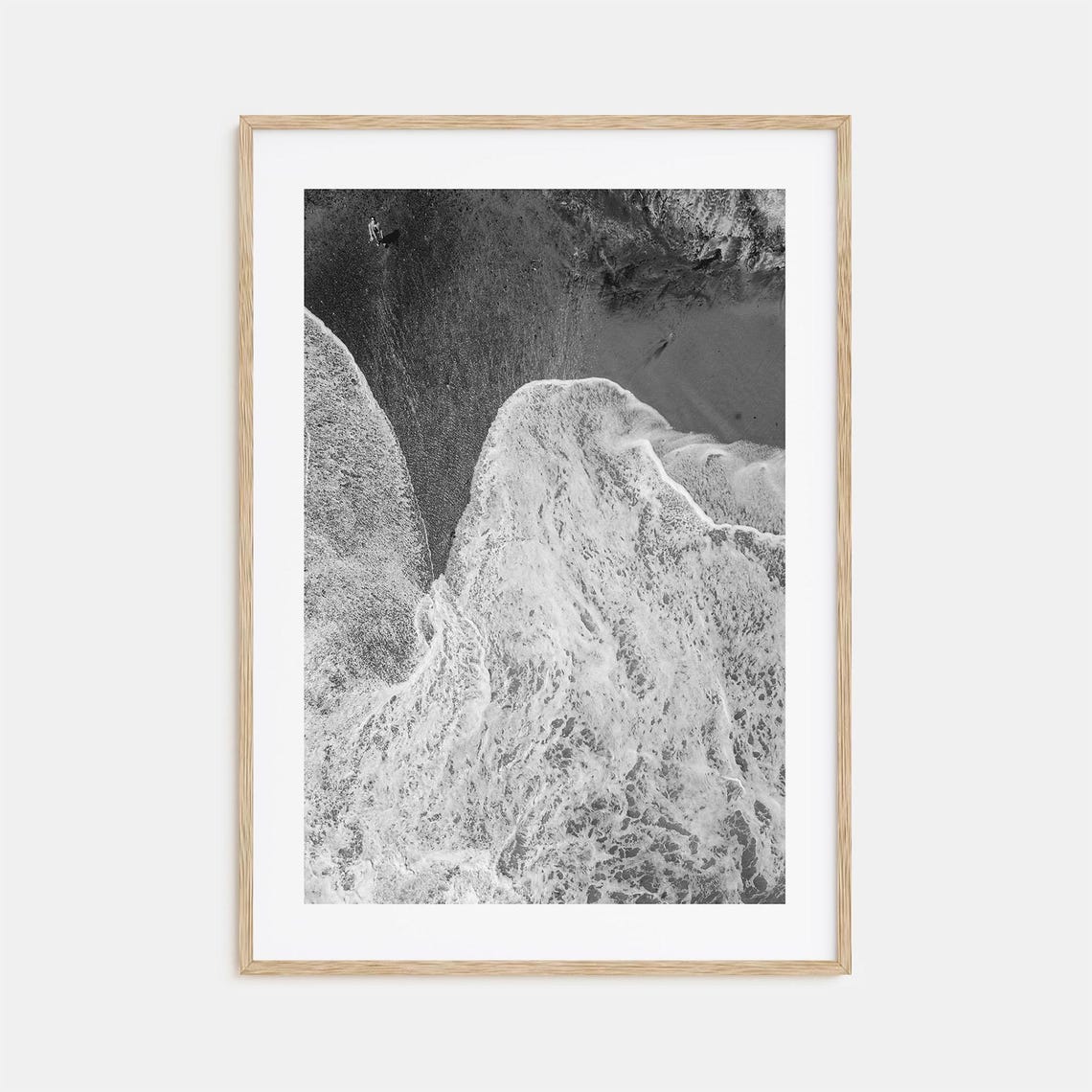 Laguna Beach Aerial Surf Ocean Waves Foam Black And White Poster