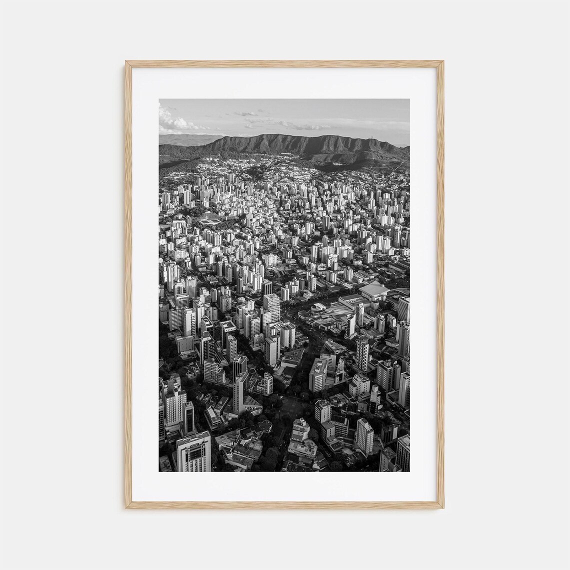Belo Horizonte Brazil Aerial Cityscape Black And White Poster