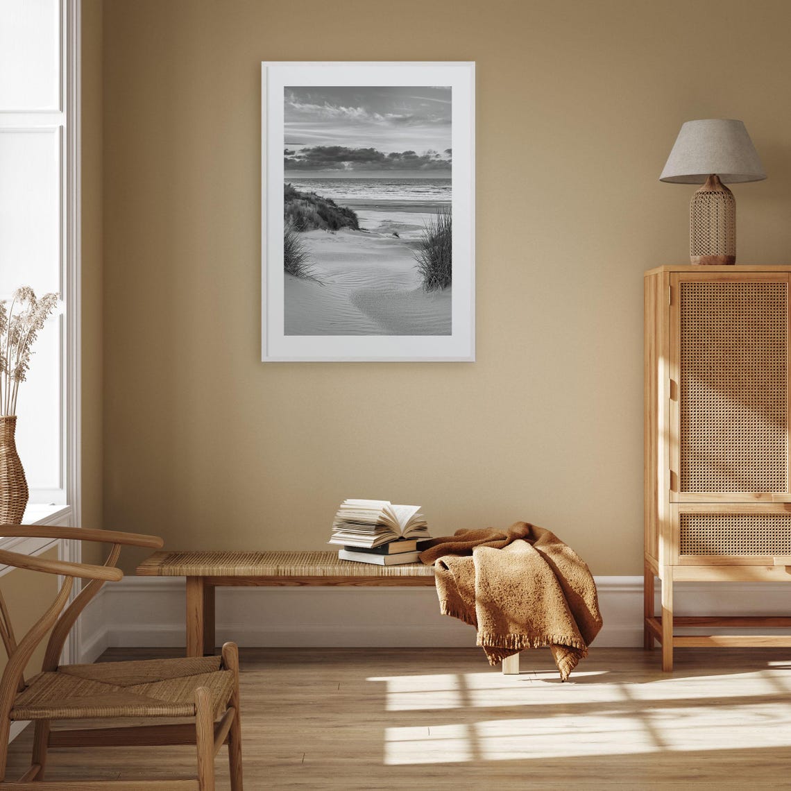 Netherlands North Sea Dunes Beach Grass Black And White Poster - Image 3