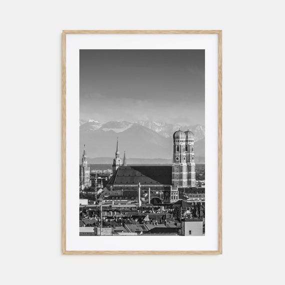 Munich Travel Poster, Black and White Wall Art