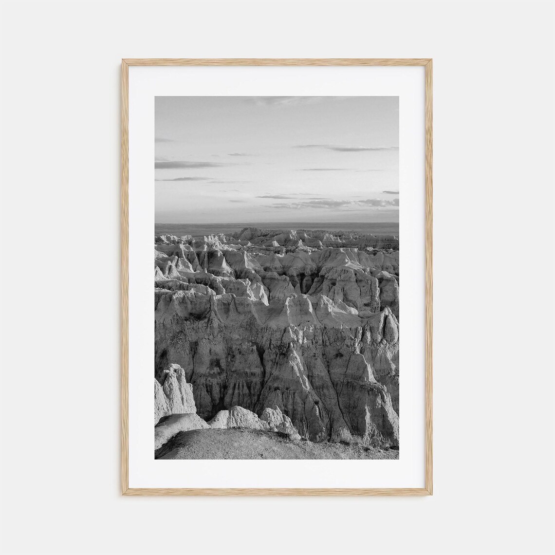 Badlands National Park Black and White Travel Poster