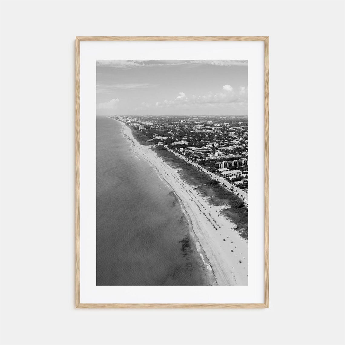 Delray Beach Aerial Coastline Shoreline Florida Black White Poster