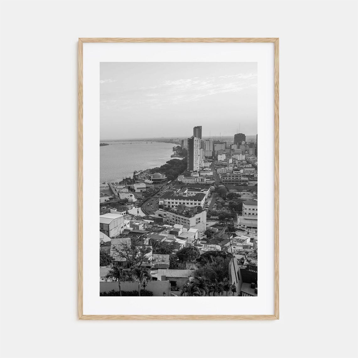 River City Skyline With Domed Landmark Black And White Poster