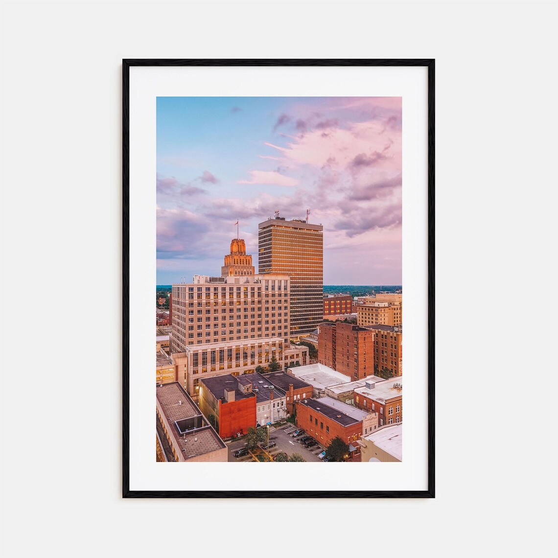 Winston-Salem Downtown Skyline Dusk Towers Golden Light Photo Poster