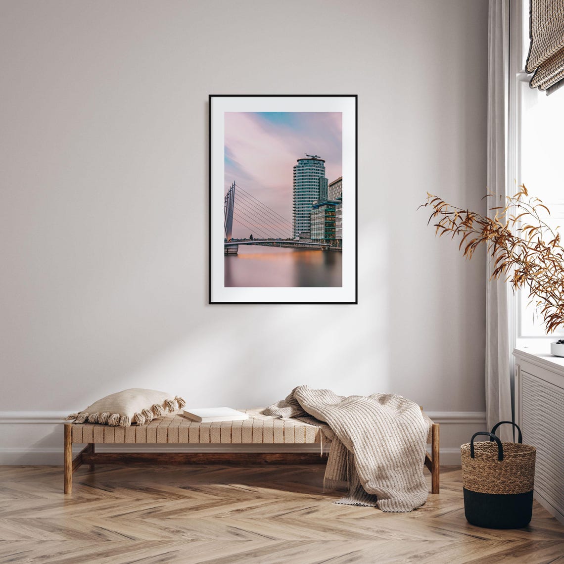 Cable Stayed Bridge Modern Riverfront Sunset Photo Art Print - Image 2