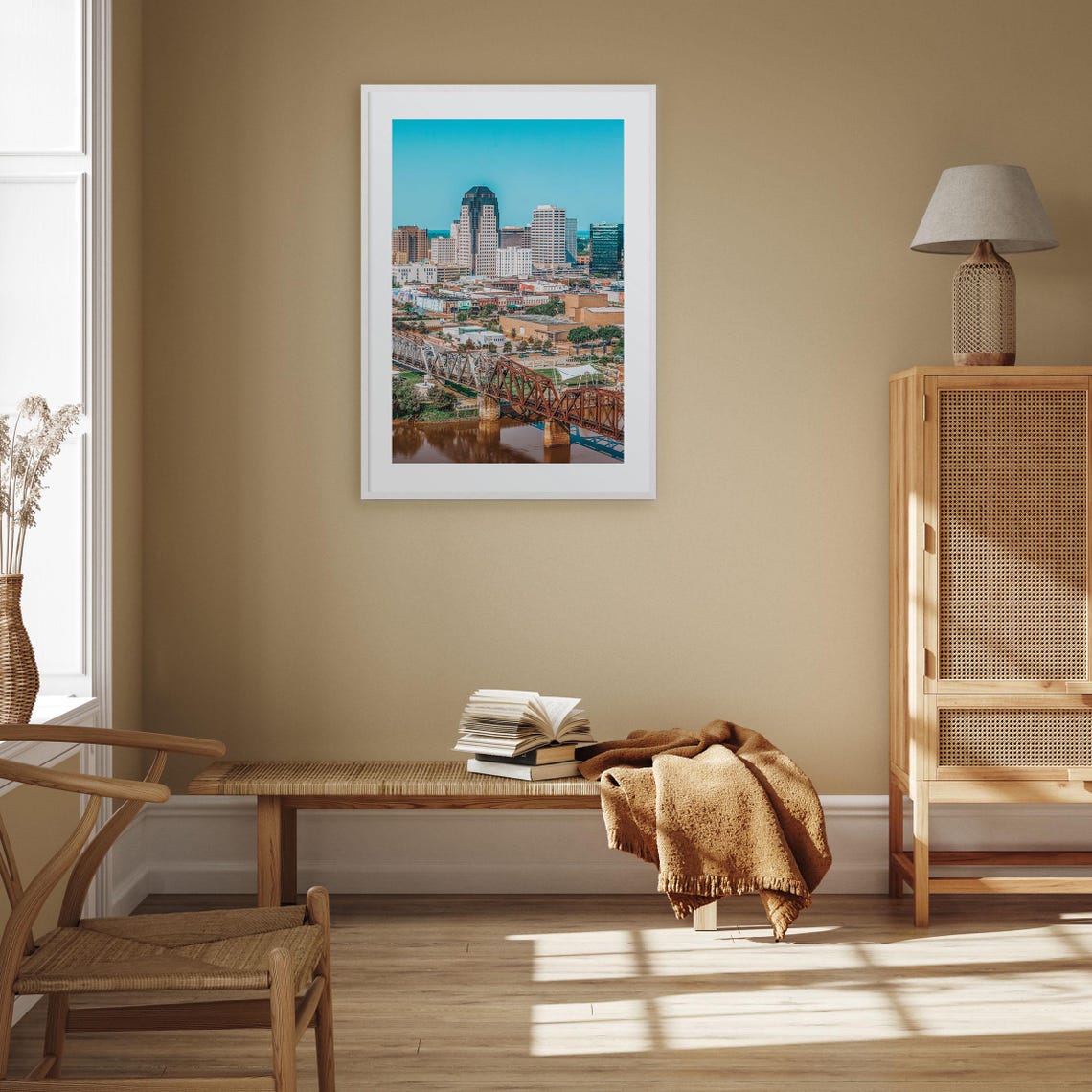 Shreveport Louisiana Downtown Skyline Red River Bridge Poster - Image 3