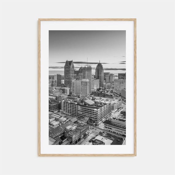 Detroit Black And White Travel Poster, Map Art Print