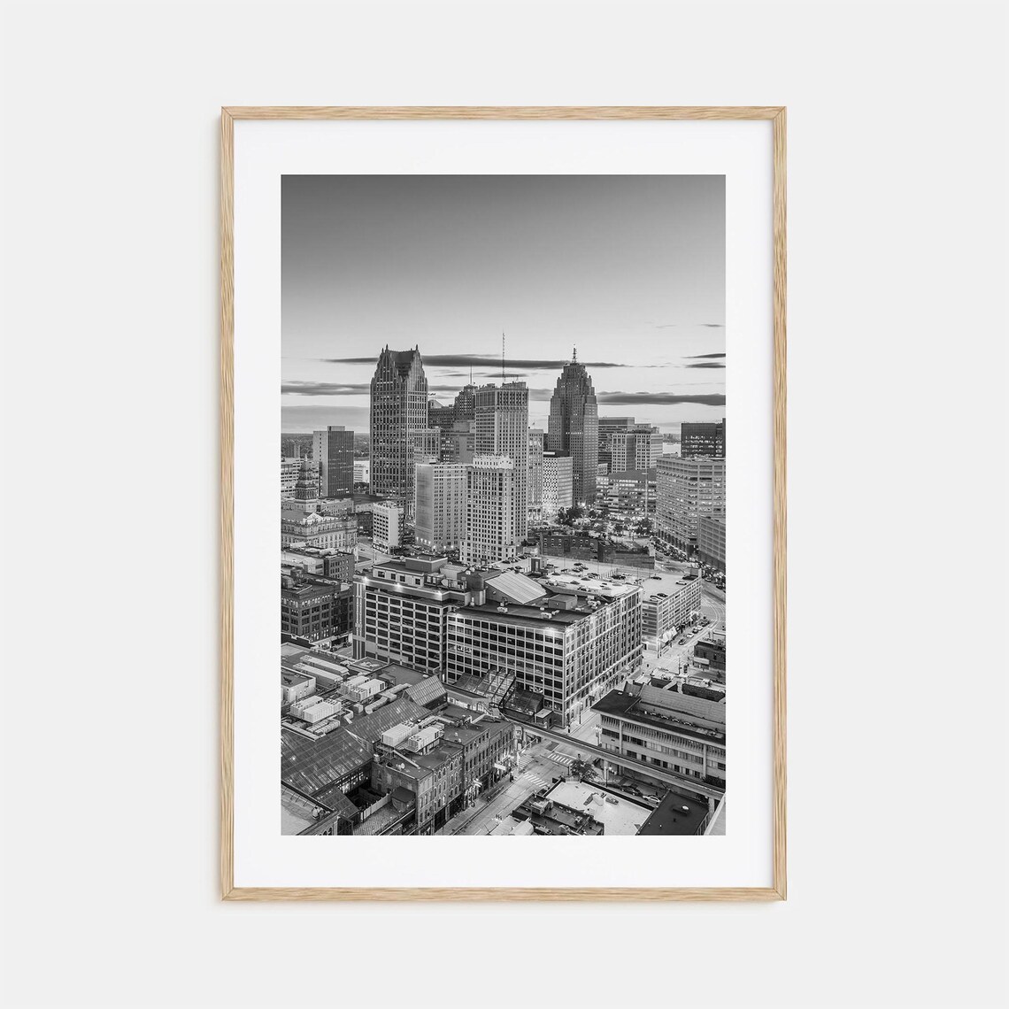 Detroit Black And White Travel Poster, Map Art Print