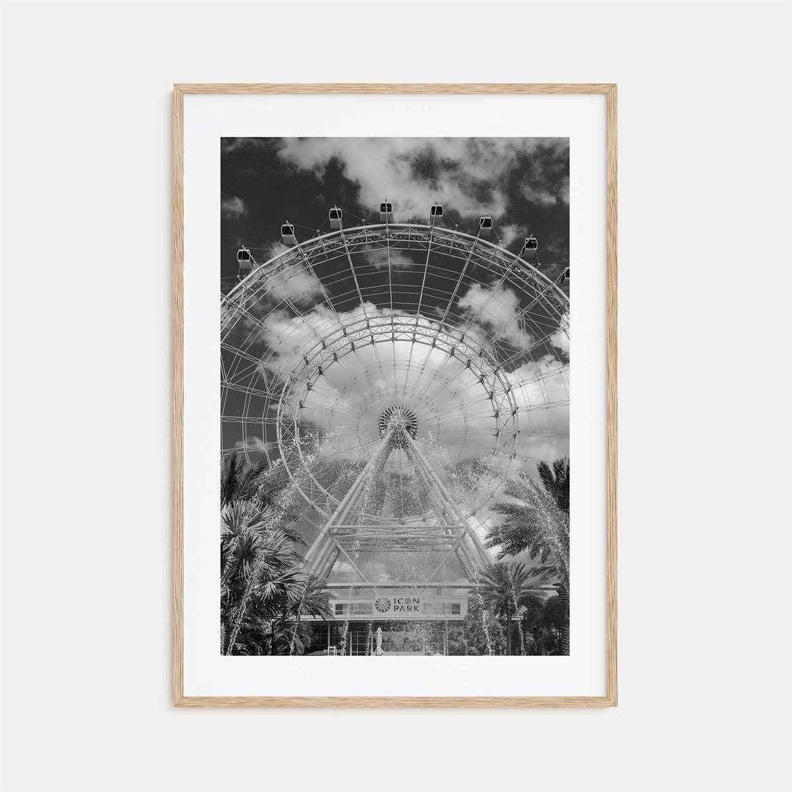 Orlando ICON Park Observation Wheel Black And White Sky View Poster