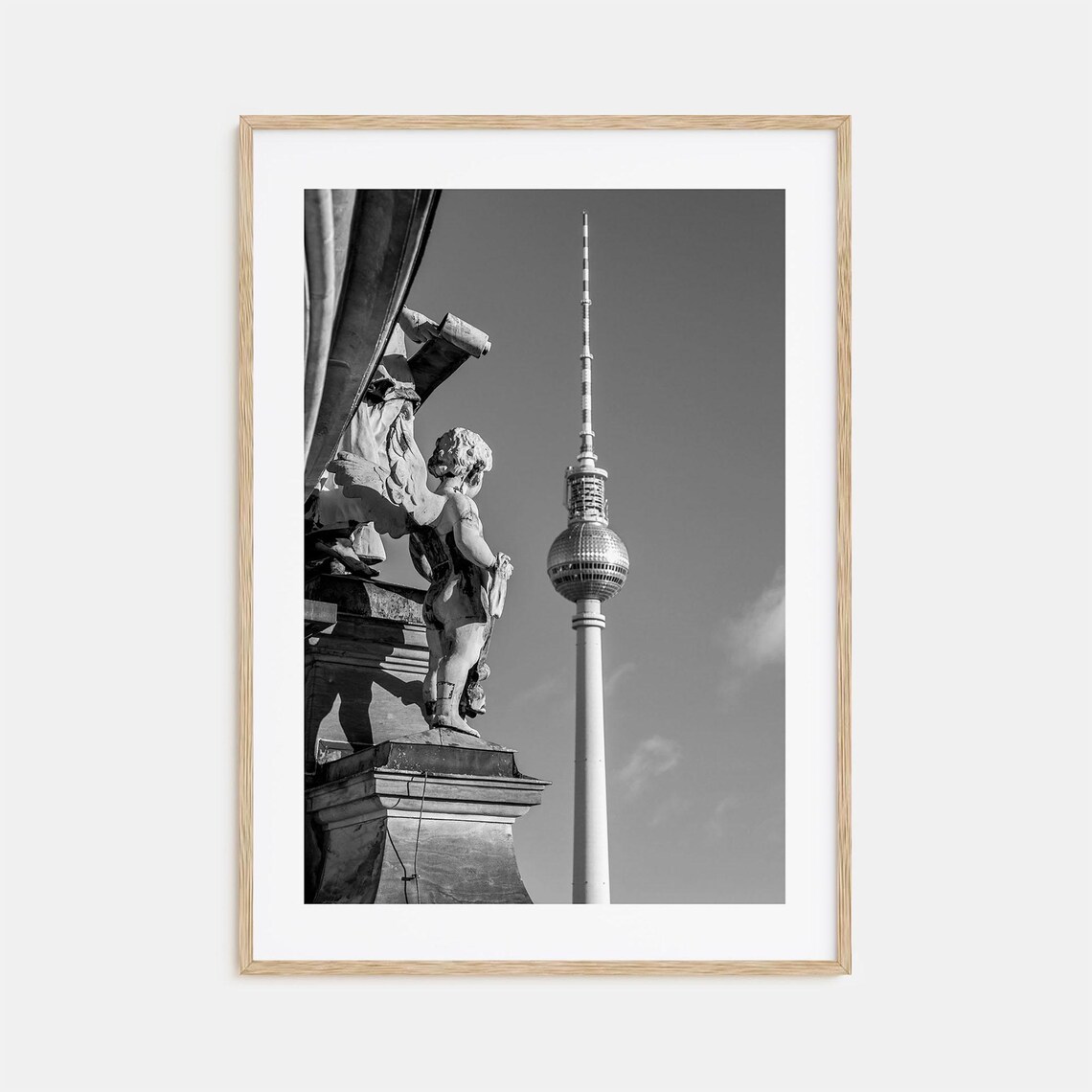 Berlin Germany Fernsehturm TV Tower Sculpture Black and White Poster