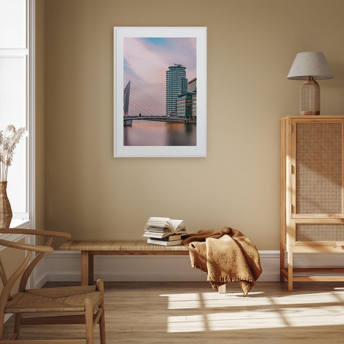 Cable Stayed Bridge Modern Riverfront Sunset Photo Art Print - Image 3