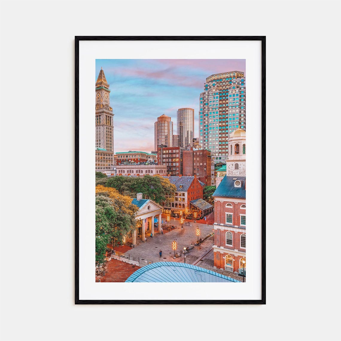 Boston Custom House Tower Downtown Faneuil Hall Sunset Poster