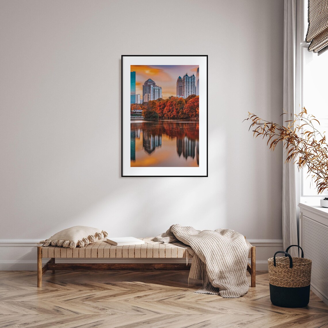 Atlanta Georgia Autumn Skyline Reflected In Lake Photo Poster - Image 2