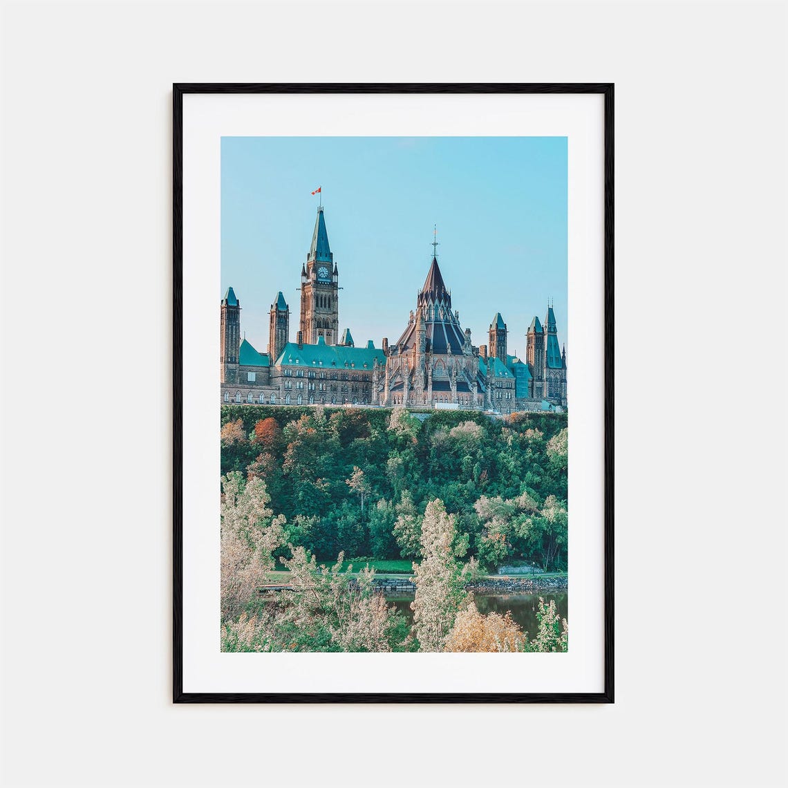 Ottawa Parliament Hill Peace Tower Overlooking River Canada Print