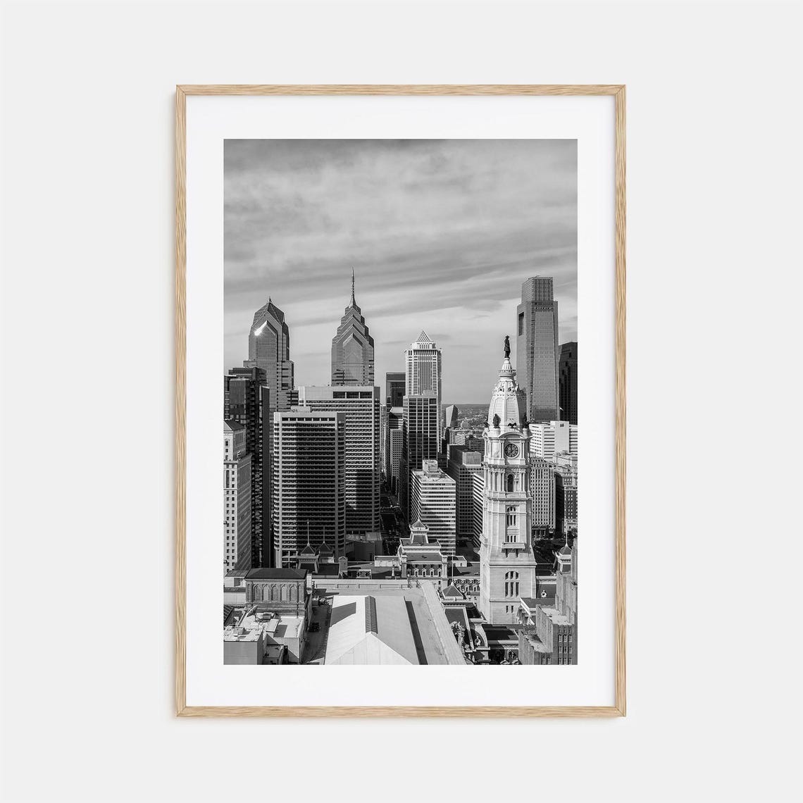 Philadelphia City Hall Skyline Black and White Philly Poster