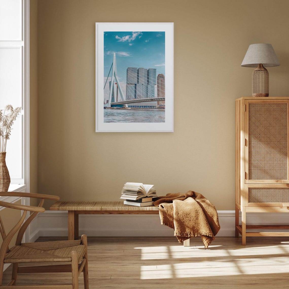 Rotterdam Netherlands Colorful Photo Poster Erasmus Bridge Skyline Art - Image 2