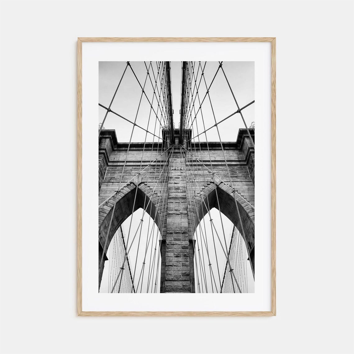 Brooklyn Bridge Tower Cables Black And White NYC Architecture Poster