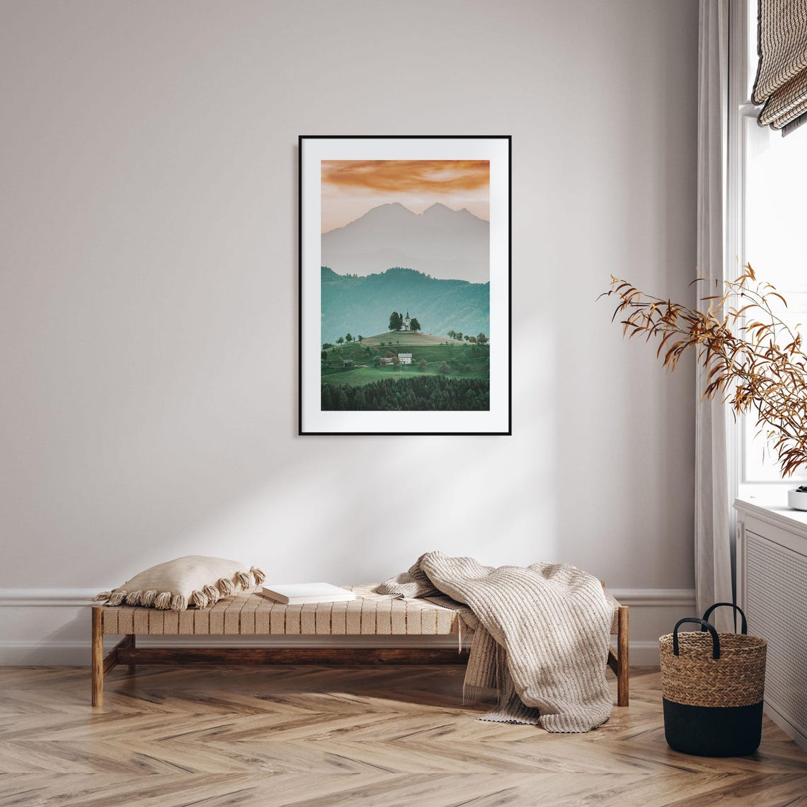 Saint Thomas Hilltop Church Sunrise Misty Mountain View Poster - Image 2