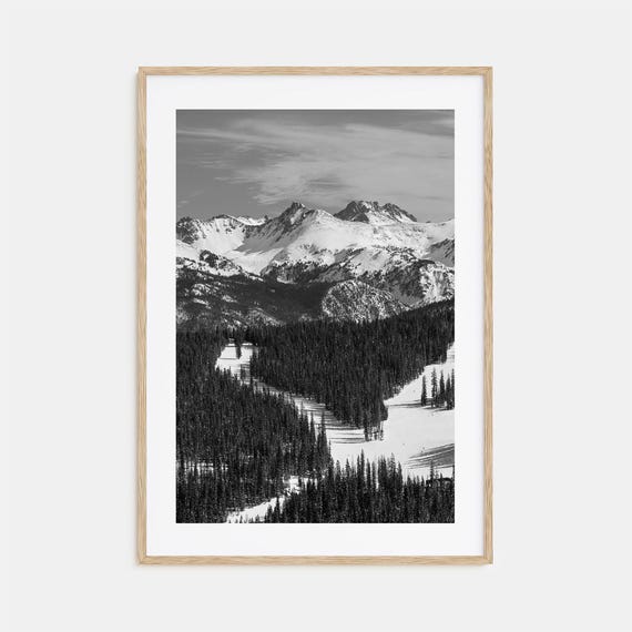 Vail Black and White Travel Poster, Map Art Print
