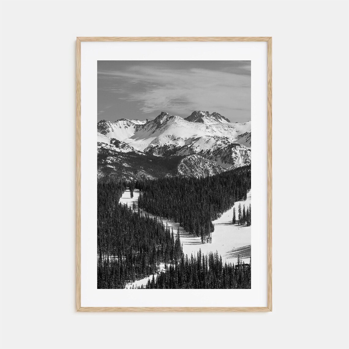 Vail Black and White Travel Poster, Map Art Print