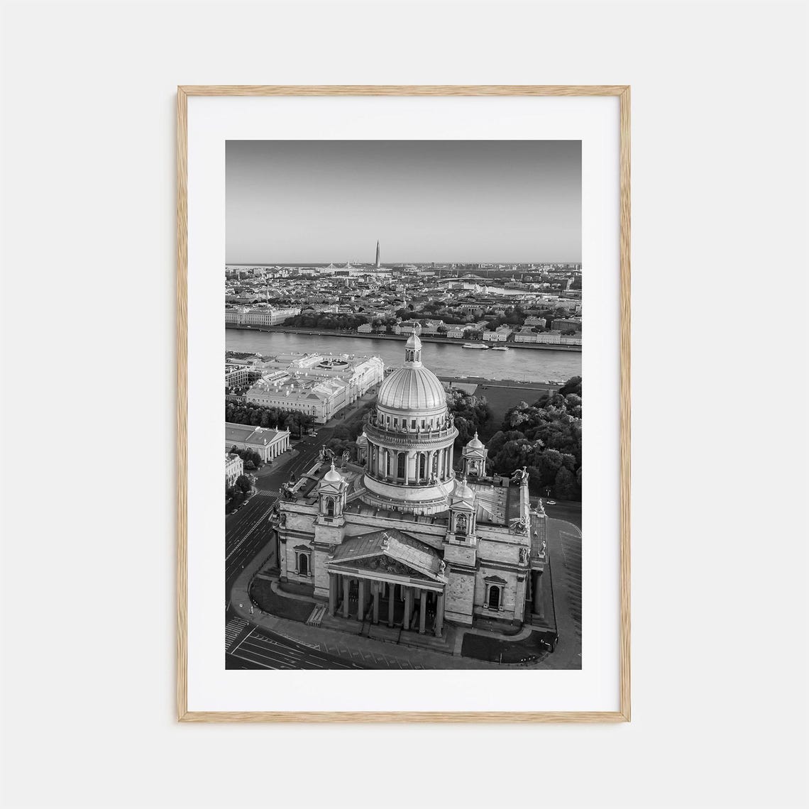 Saint Petersburg St Isaac's Cathedral Neva River Black White Poster