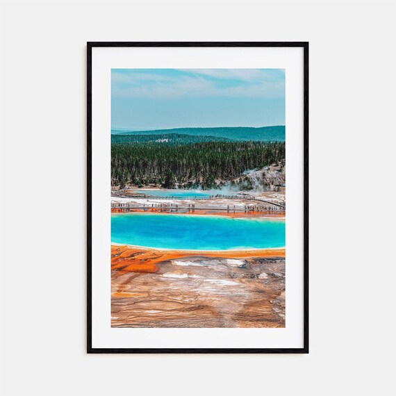 Yellowstone Grand Prismatic Spring Boardwalk Visitors View Photo Poster