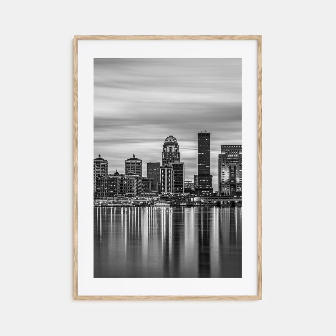 Louisville Kentucky Skyline Black And White Dusk Reflections Poster