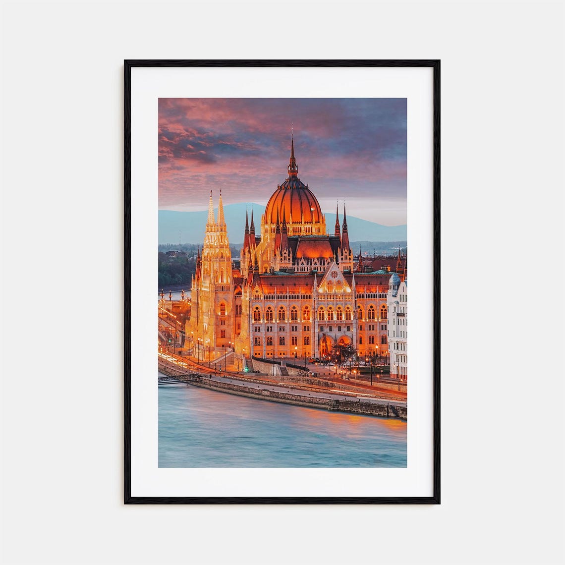 Budapest Parliament Building Along the Danube at Dusk Poster
