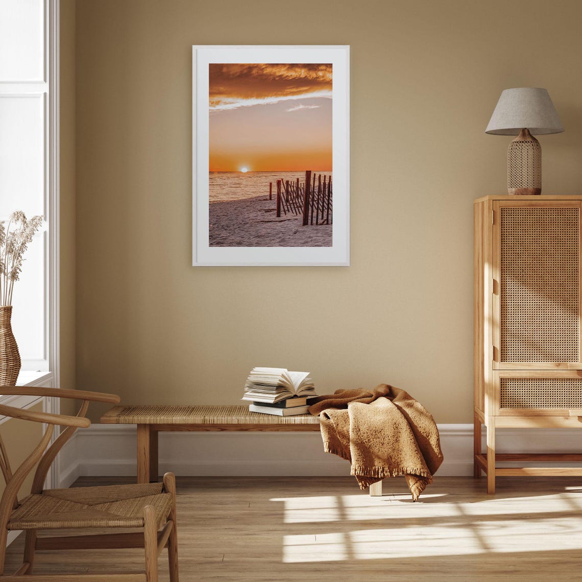 30a Florida Beach Sunset Dune Fence Ocean Horizon Photo Art Poster - Image 3