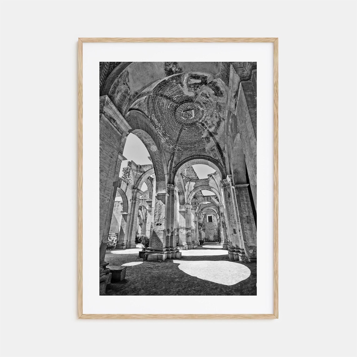 Antigua Guatemala Colonial Ruin Arches Black And White Photo Poster