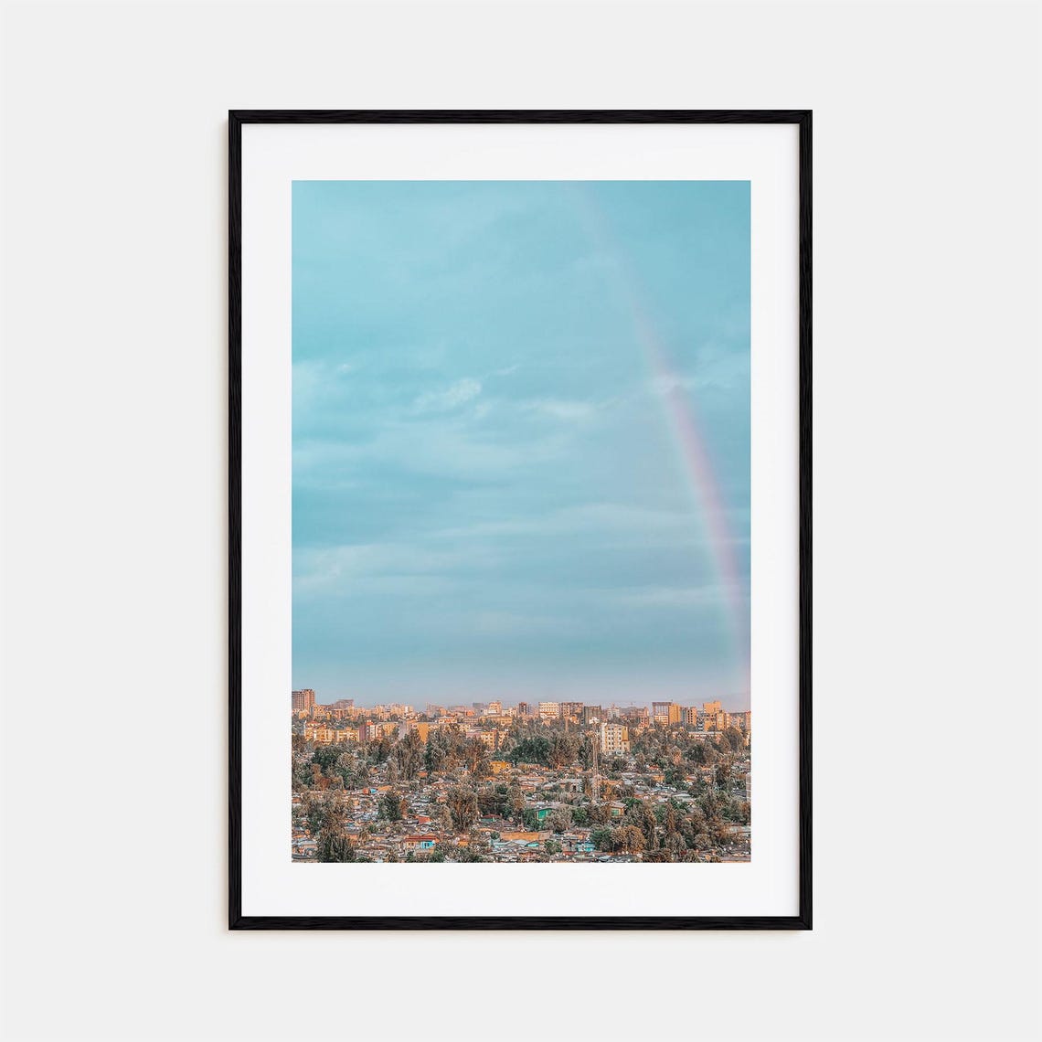 Addis Ababa Ethiopia City Rainbow Skyline Panoramic View Poster