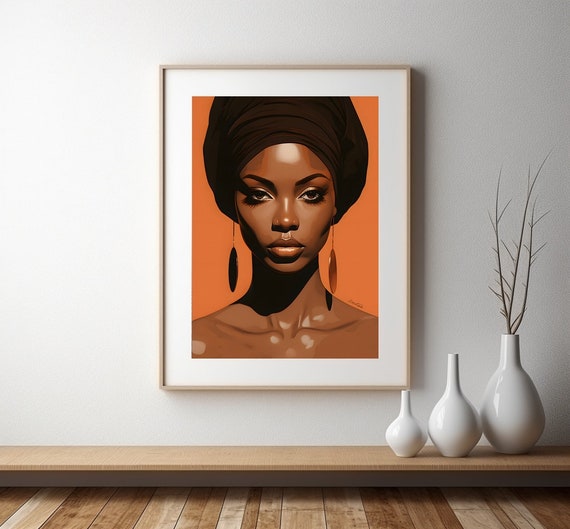 Minimalist African Woman Portrait Poster In Warm Colors Poster Ethnic Wall Decoration Jungle Boho Africa Without Frame