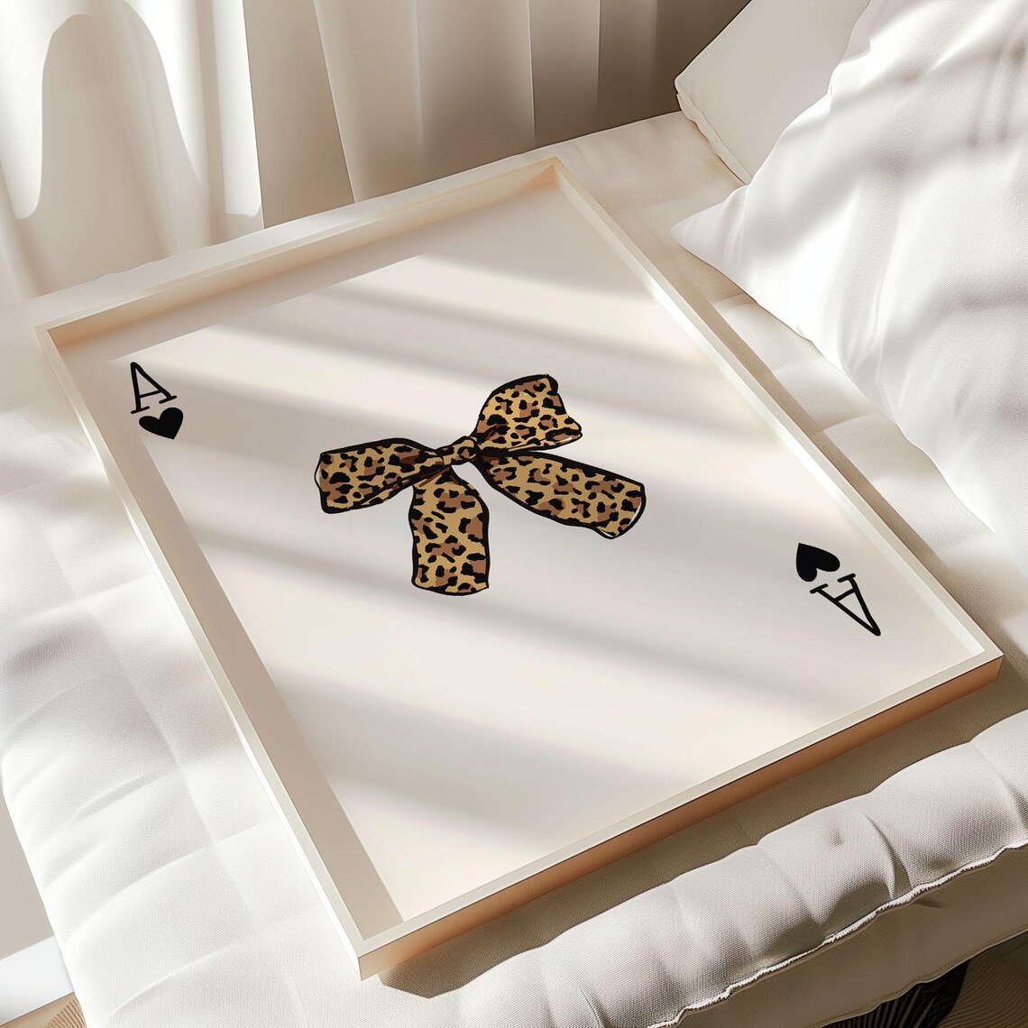 Ace Of Spades Leopard Bow Chic Preppy Dorm Playing Card Poster