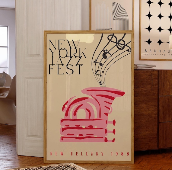 Jazz Festival Retro Music Print, Mid-Century Decor