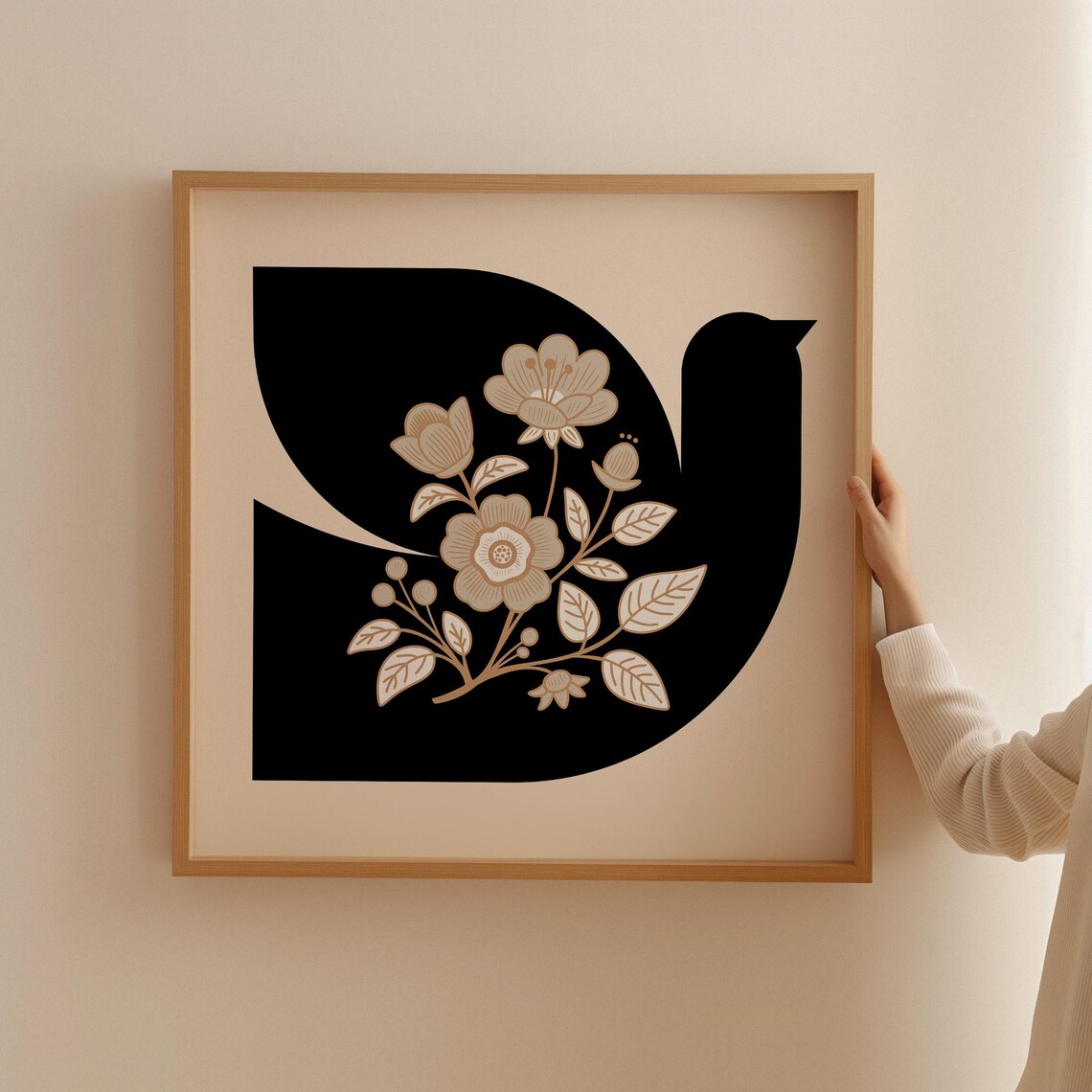 Abstract Bird Square Art Print, Eclectic Home Decor