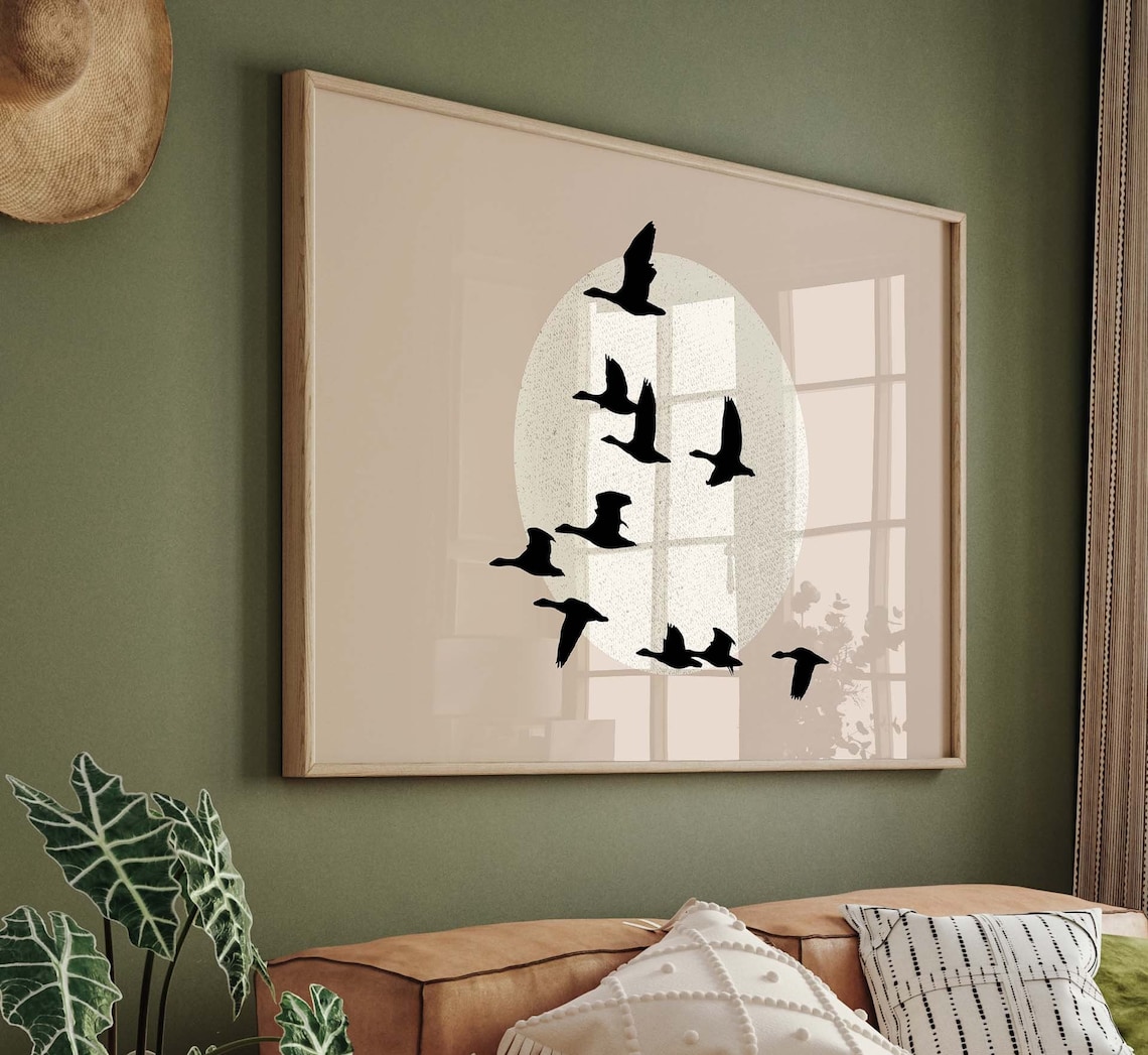 Horizontal Birds Silhouette Minimalist Art Print