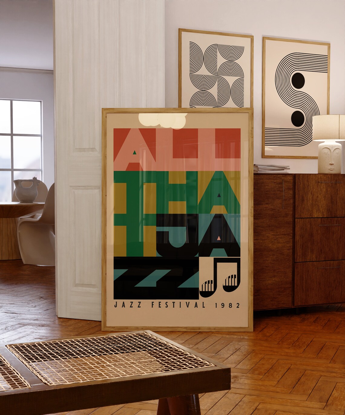 Jazz Festival Retro Music Print, Mid-Century Modern