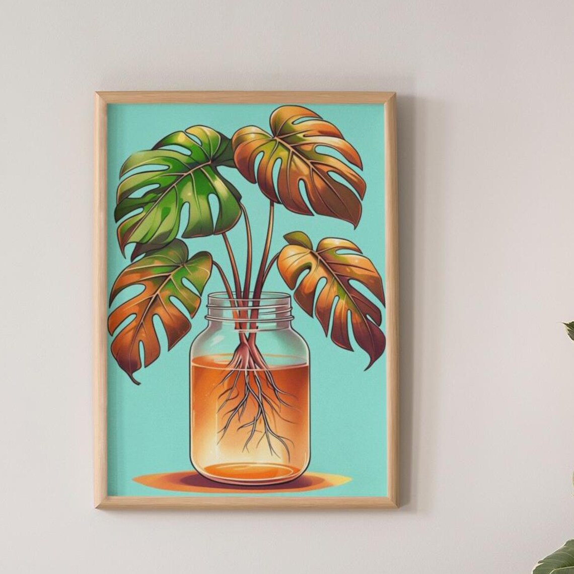 Vintage Monstera Plant, Botanical Decor