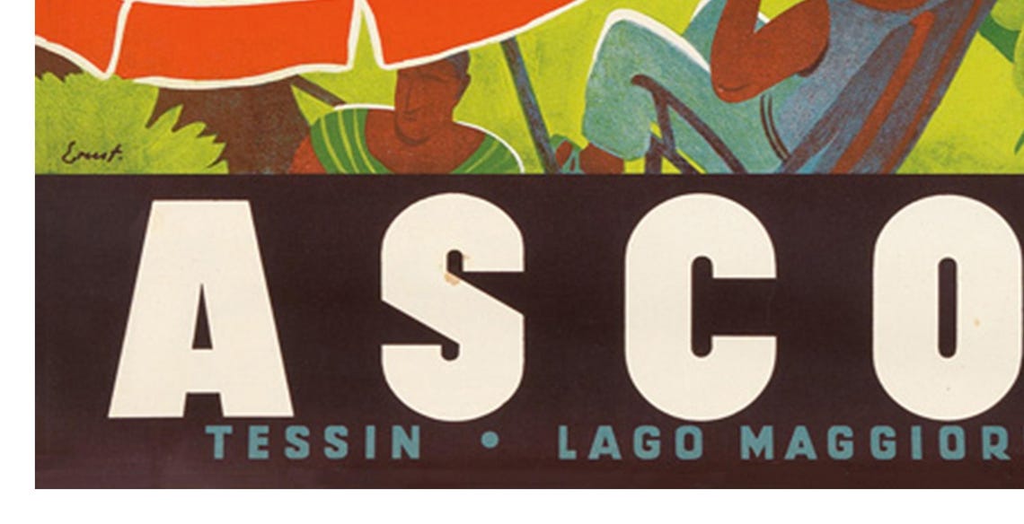 Ascona Lake Maggiore Switzerland Lakeside Vintage Travel Poster - Image 2