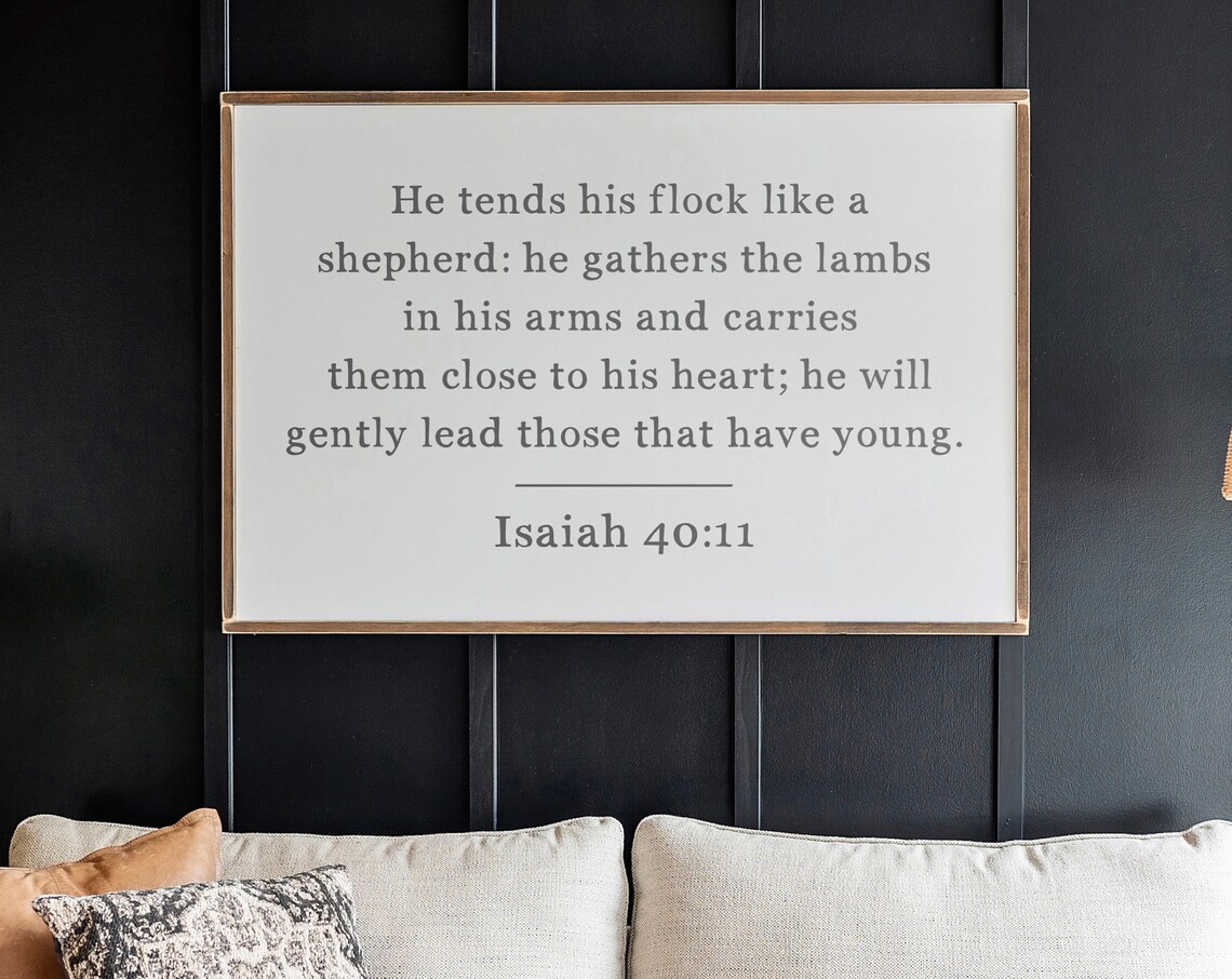 He Tends His Flock, Isaiah 40:11 Wall Art Print