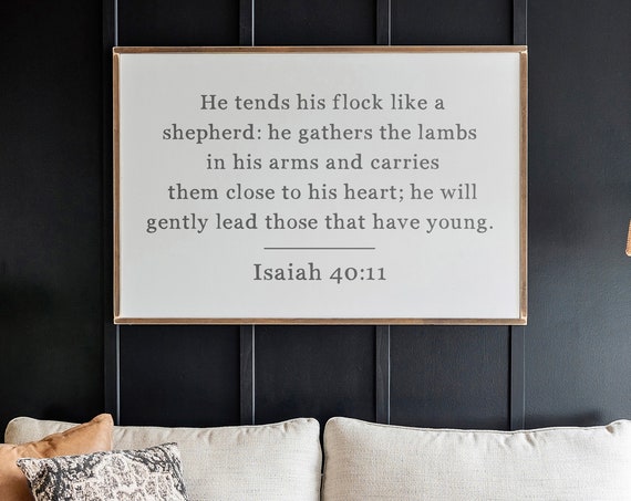 He Tends His Flock, Isaiah 40:11 Wall Art Print