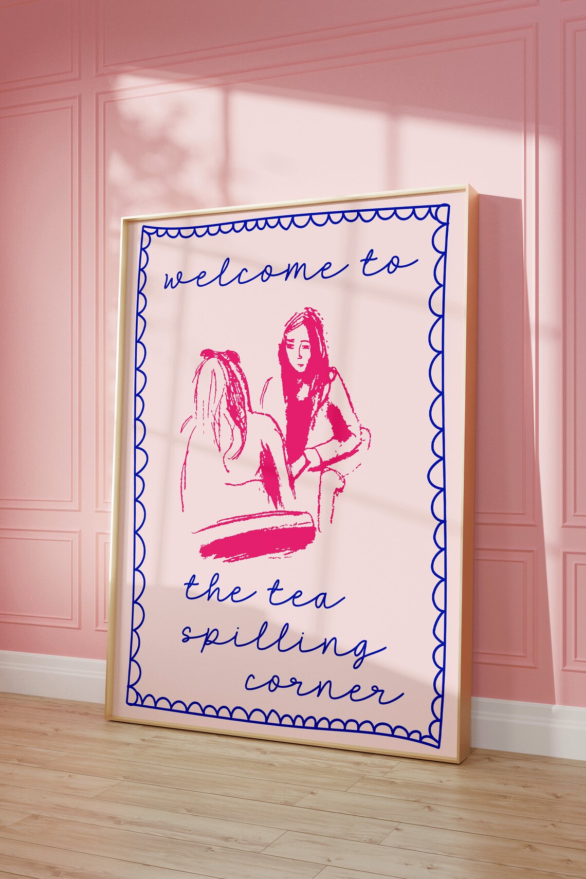 Welcome To The Tea Spilling Corner Girly Pink Gossip Quote Poster - Image 2
