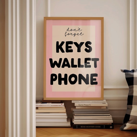 Do Not Forget Keys Wallet Phone Pink Entryway Reminder Poster