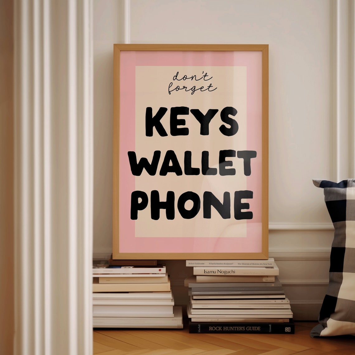 Do Not Forget Keys Wallet Phone Pink Entryway Reminder Poster