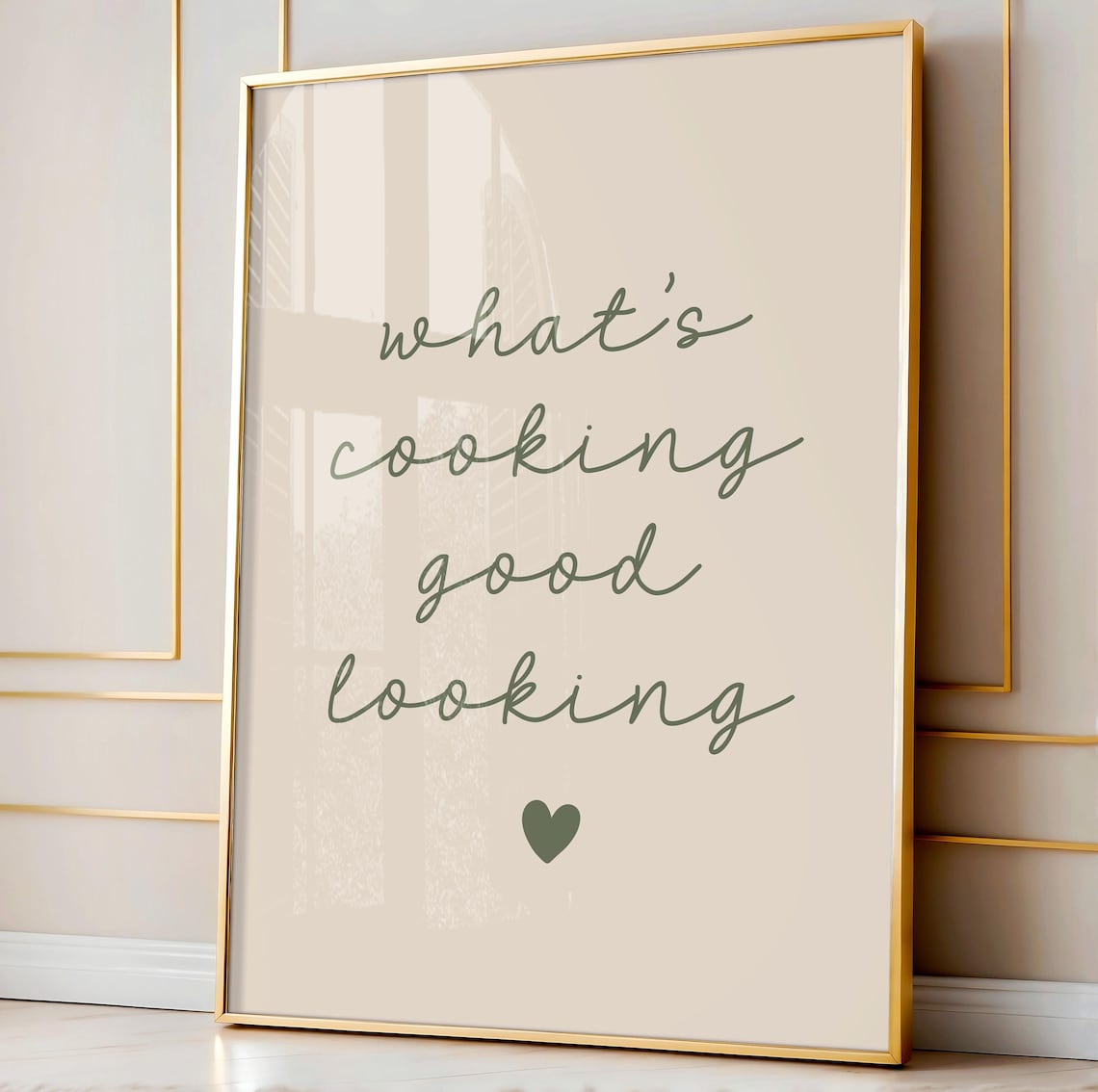 Whats Cooking Good Looking Art Print, Neutral Kitchen