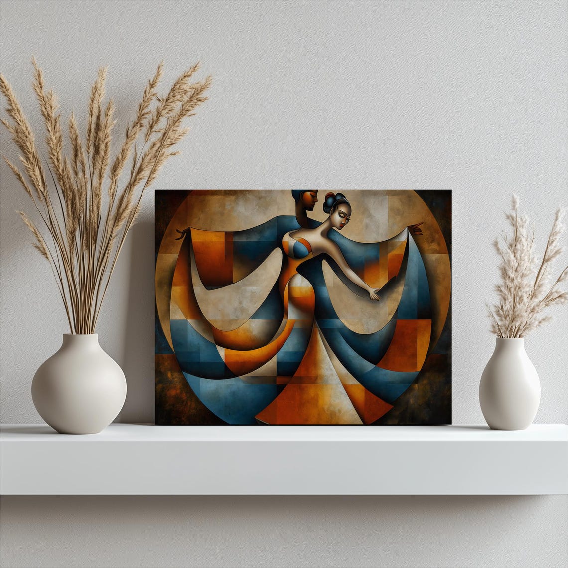 Tango Dance Couple Cubist Abstract Geometric Dancer Art Poster