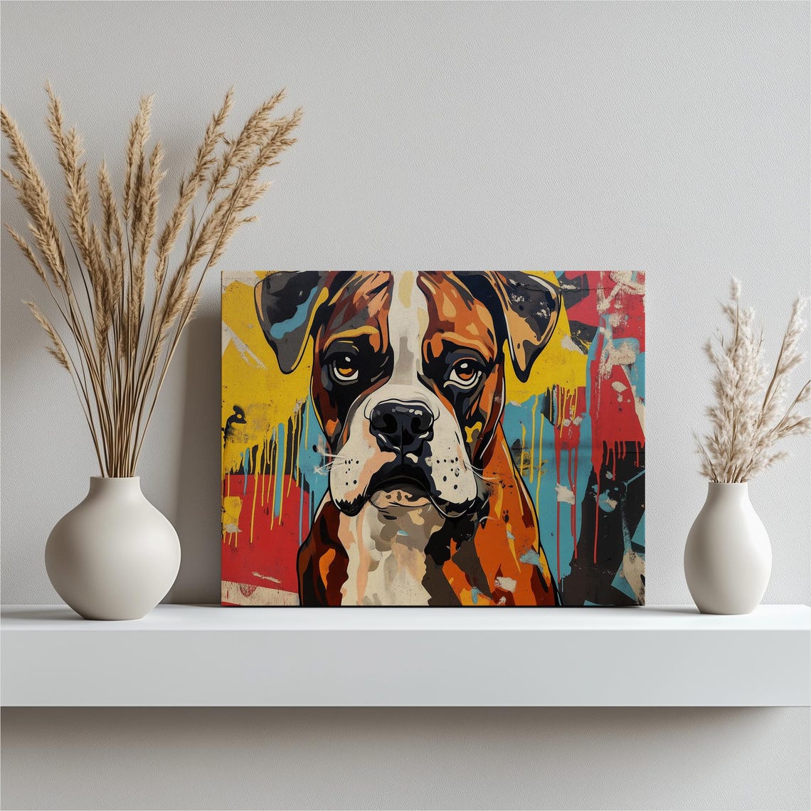 Boxer Dog Graffiti Style Portrait Bold Urban Street Art Poster